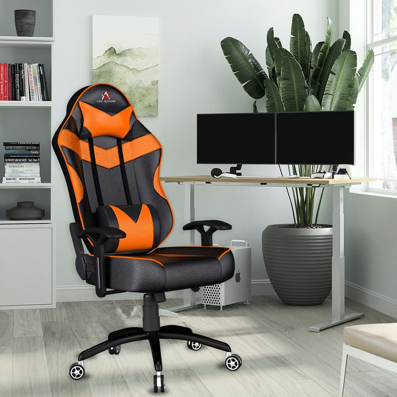 ASE Gaming Gold Series Ergonomic Gaming Chair with Head & Lumbar Pillow Gaming Chair(Yellow)