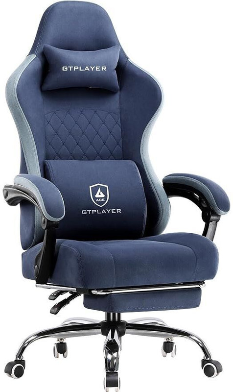 GTPLAYER Silken Gaming Chair with Footrest, Ergonomic Office Chair, 1-Year Warranty Gaming Chair(Grey)