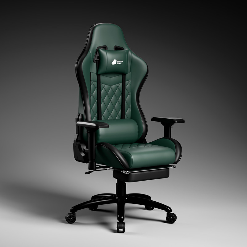 GREEN SOUL Ghost (2026 Edition) Upholstery with Diamond Stitching| 4D Armrest | 180 Recline Gaming Chair(Green)