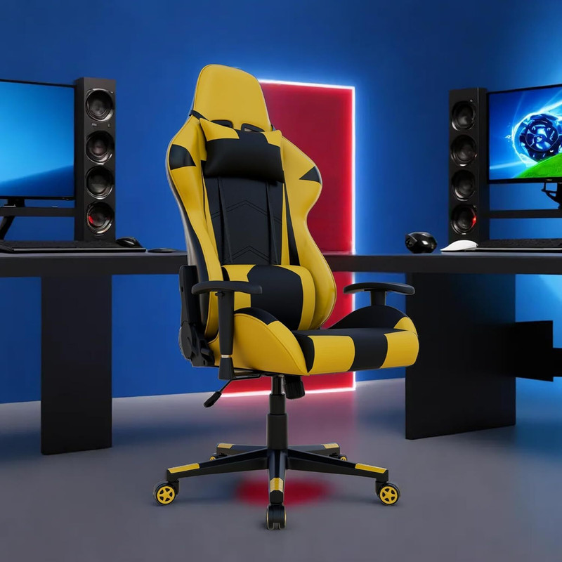 Rose Designer Chairs Rose Up Gamer Multi-Functional Ergonomic Chair/ 180 Degree recline/ WFH and Gaming Chair(Yellow)