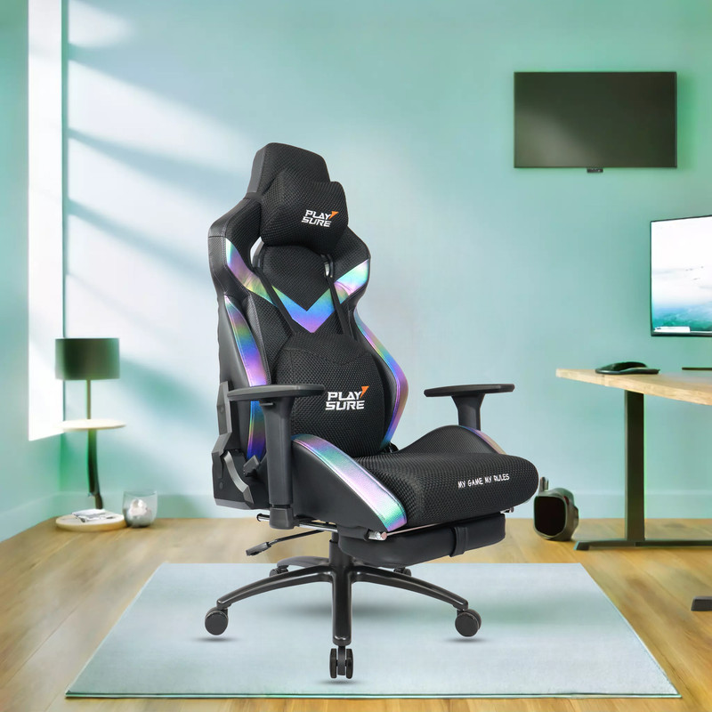Make My Chairs Play Sure Pro Ergonomic Gaming Chair with Any Stage Locking Mechanism | Footrest Gaming Chair(Black)