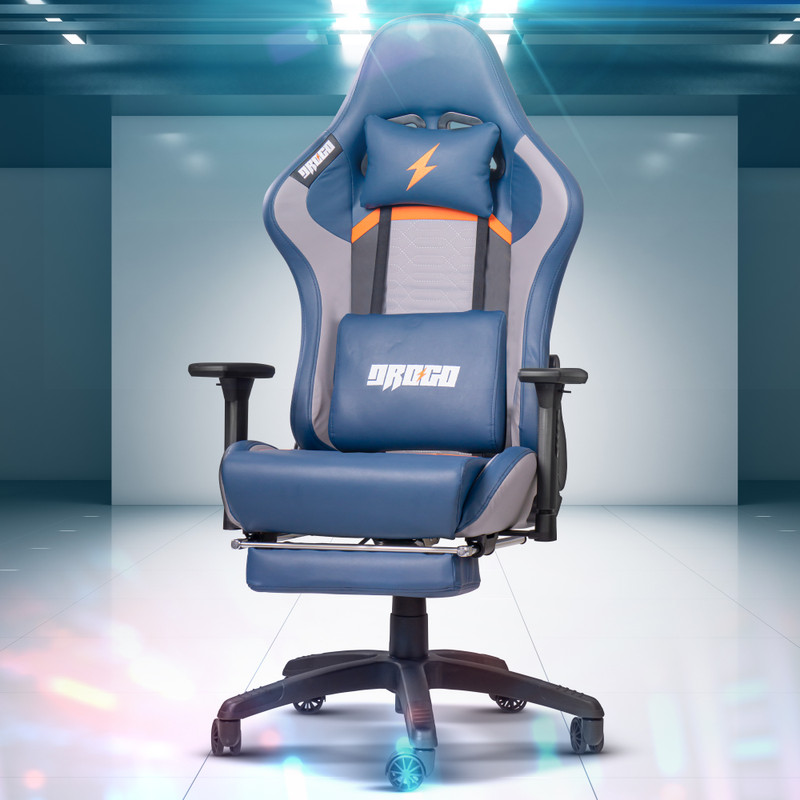 Drogo Multi-Purpose Ergonomic Gaming Chair with 7Way Adjustable Seat Head USB Massager Gaming Chair(Blue)