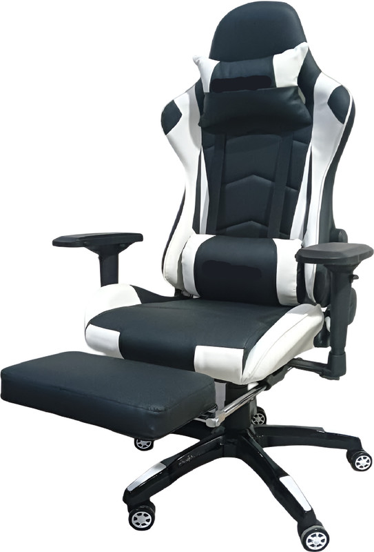 ADCOM F1 Ergo-Pro Gaming Chair Lumbar Support, 180° Recline, 4D Armrests with Footrest Gaming Chair(White, Black)