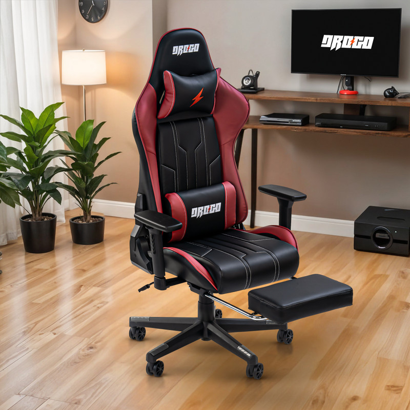 Drogo Ergonomic Computer Gaming Chair with Adjustable Seat 3DArmrest PU Leather Office Gaming Chair(Black, Red)