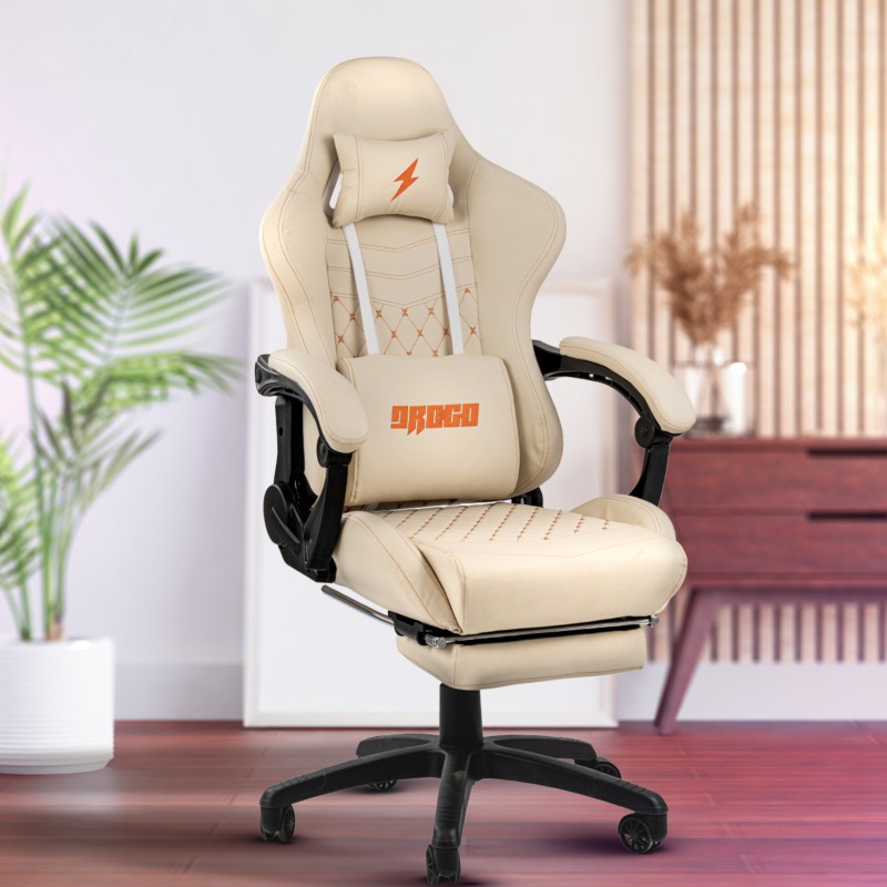 Drogo Multi-Purpose Ergonomic Gaming Chair with Adjustable Seat, Head & USB Massager Gaming Chair(Beige)