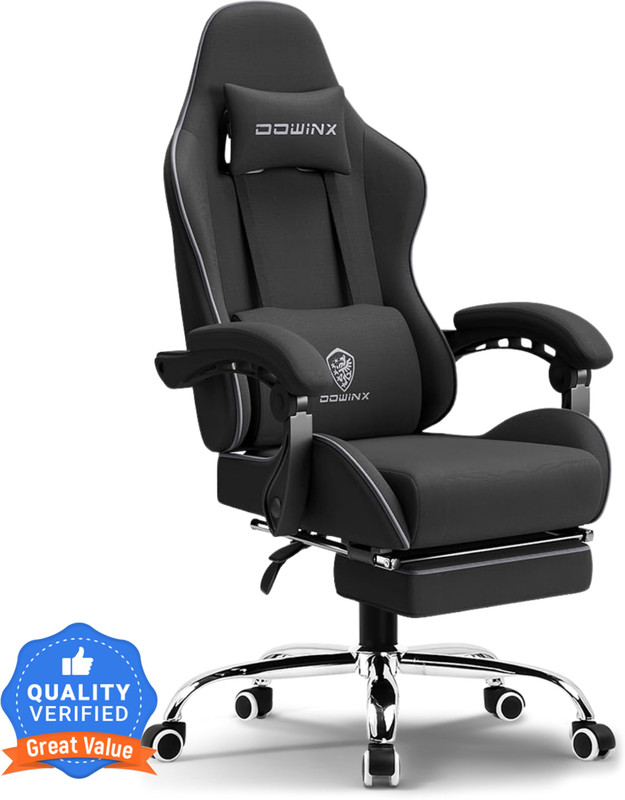 dowinx Multi-Functional Ergonomic Gaming & Computer Chair Cooling Gel Pad, Breathable Fabric, Massage Cushion, Lumbar Pillow, Footrest Gaming Chair(Black)