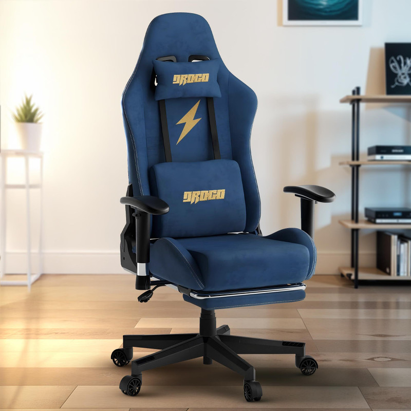 Drogo Ergonomic Gaming Chair with Linkage Armrest,Footrest Lumbar Support Pillow Gaming Chair(Blue)
