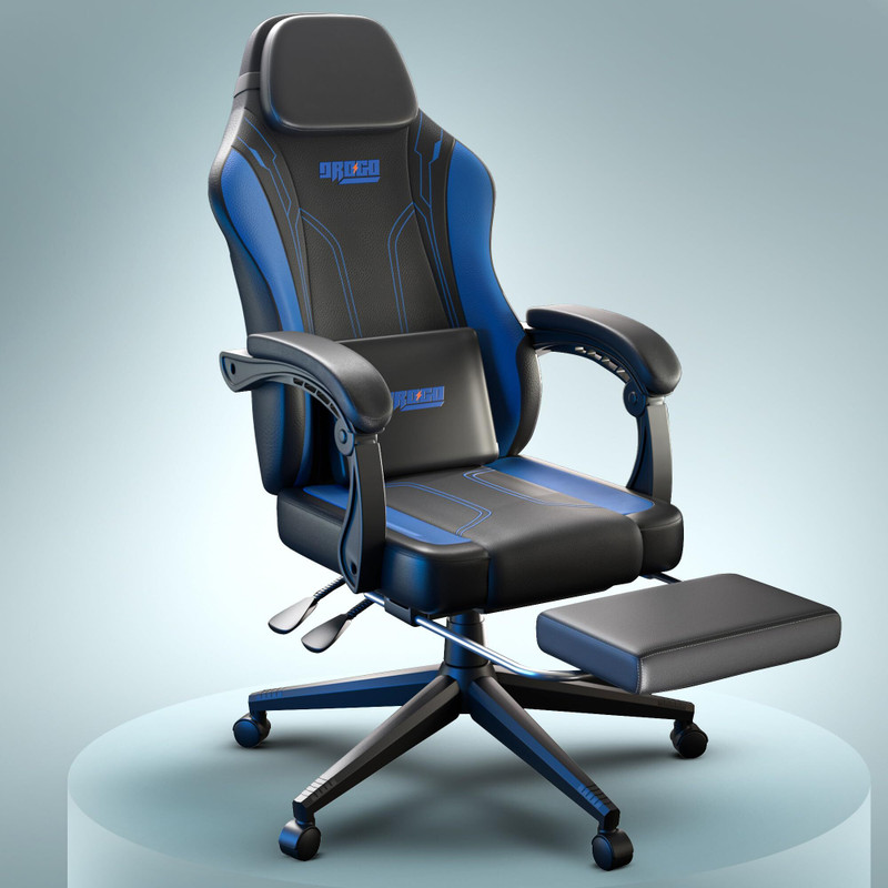 Drogo Ergonomic Onyx Gaming Chair with Premium PU Leather,Armrests,Adjustable Neck Gaming Chair(Black, Blue)