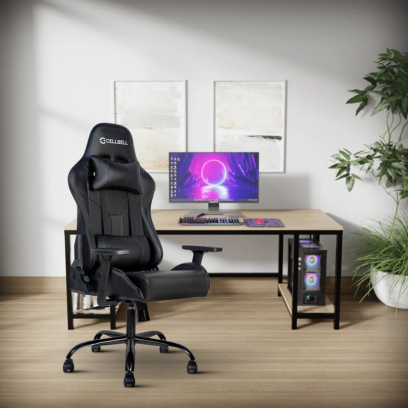 CELLBELL Transformer Lite Ergonomic High Back Racing, 1D Armrest Tilt Mechanism, Leather Reclining Office. Gaming Chair(Red)