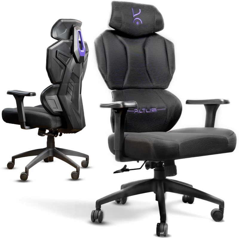 Kreo Altus Gaming Chair, 3D armrests, XL Wide Flat Seat, 2D Adjustable Headrest Gaming Chair(Black)