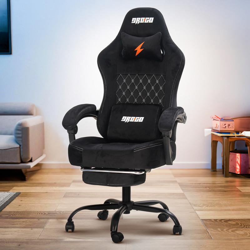 Drogo AeroX Gaming Home Office for Chair with Armrest, Neck & Massager Lumbar Pillow Gaming Chair(Black)
