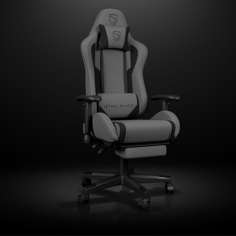 Lethal Black Multipurpose Ergonomic Gaming Chair with Footrest , Breathable Fabric Gaming Chair(Grey)