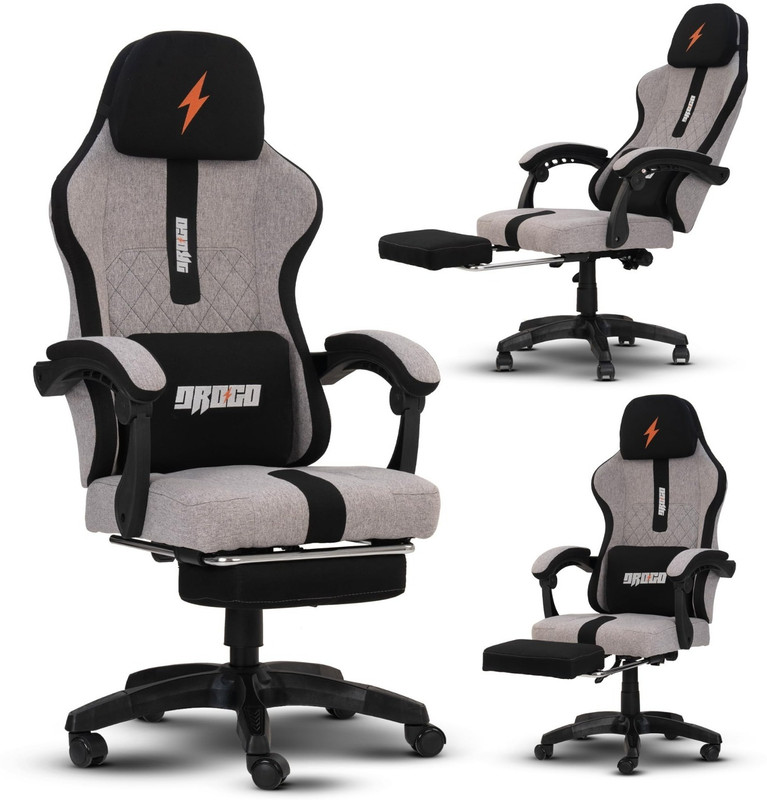 Drogo Gaming Chair, Home & Office Chair with Footrest, Adjustable & Recline Ergonomic Gaming Chair(Grey)