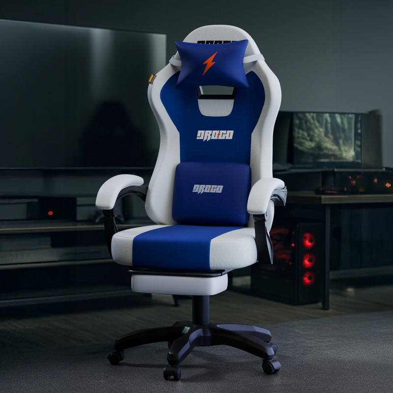 Drogo High Back Ergonomic Gaming Chair with Adjustable Neck, Armrest PU Leather Gaming Chair(White)