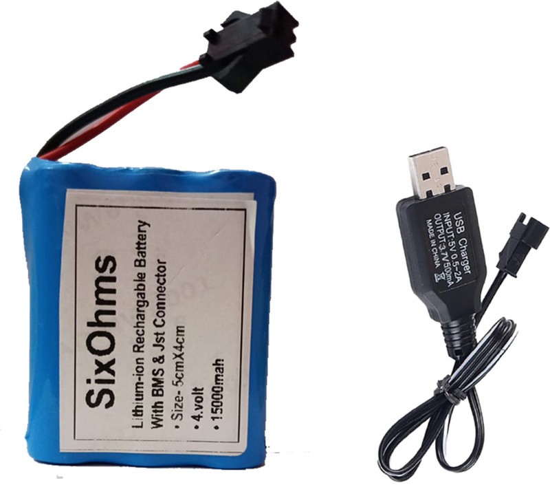 SixOhms 3.7V 500mAh 14500 Li-ion Battery with SM-2P USB Charger Cable for RC Toys Game Battery(Yes)