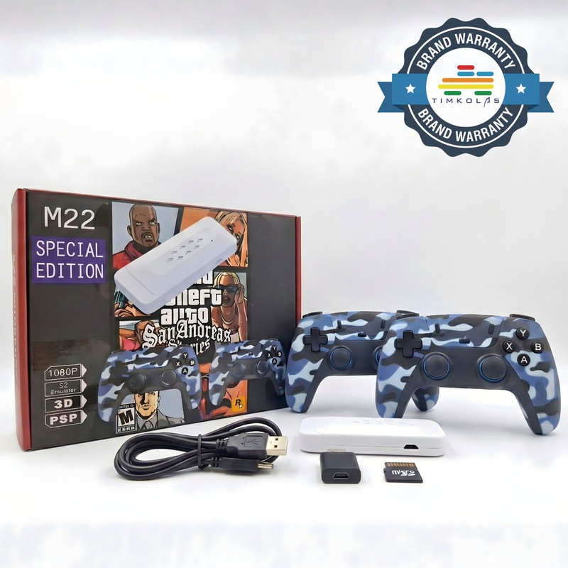 Timkolas M22 hd Retro Game Console with 30,000+ Built-in Games & Wireless Controllers_14 64 GB with M22 :-Tekken 6, Grand Theft Auto: Vice City, God of War, Street Fighter II.(Black, Timkolas M22 Retro Game Stick package includes two 2.4GHz wireless controllers.)