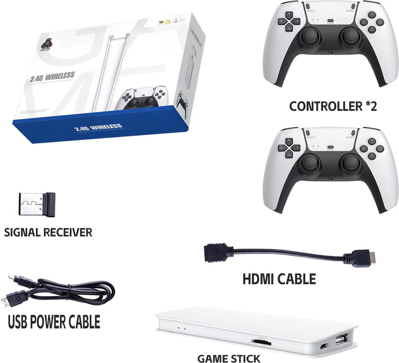 KAIKO M15 2.4g Dual Wireless Controllers HD Tv Game Stick 64G 4k Hdmi With 64 GB with Mario, Crash, GTA, Zelda, Sonic, Tekken3, Street Fighter(Multicolor)