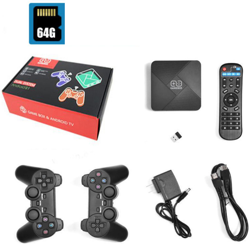 GARNER VIDEO GAME G5 + ANDROID TV WITH ALL 4K GAMES IN ONE Limited Collector's Edition 64 GB with Super Mario, Crash, GTA, Zelda, Sonic, Donkey Kong, Street Fighter(Multicolor)