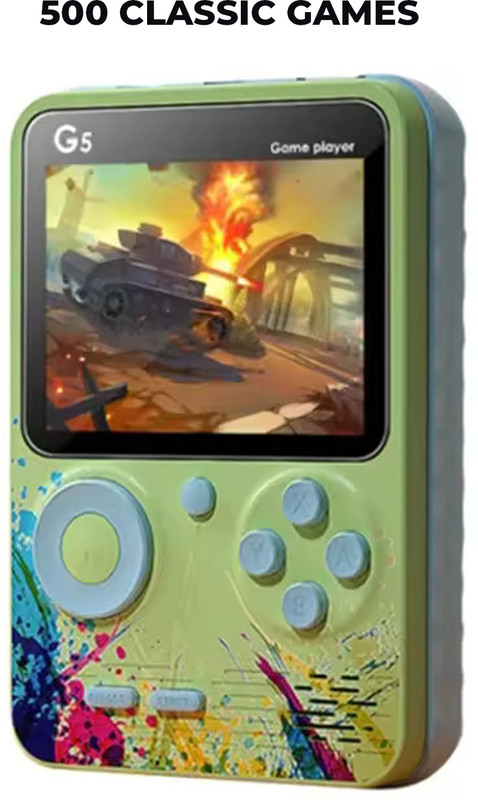 MOOZMOB G5 Video Game, Handheld Console with AV Cable for TV with 500 Classic like Contra Series, Super Mario Series, Snow Bros, Adventure Battle(Mulitcolor)