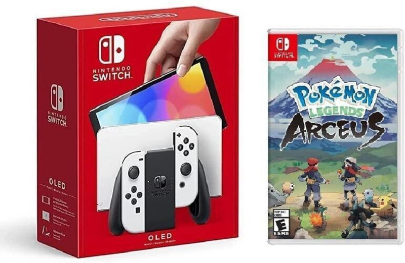 NINTENDO Switch OLED Console with White Joy Con 64 GB with Pokemon Legends Arceus(White)
