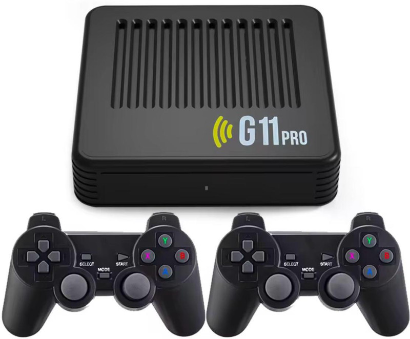Playtastic G11 Pro Plus Game Box HD 4k Super Console Video Game Box 64 GB with Plug & Play TV Gaming Box, 2 Wireless Controllers(Black)