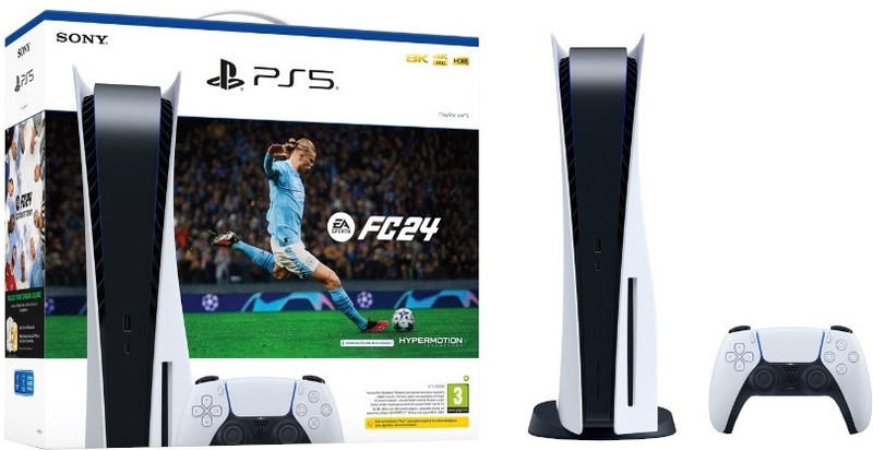 SONY PlayStation 5 console- FC 24 825 GB with EA SPORTS FC 24 full game voucher(White)