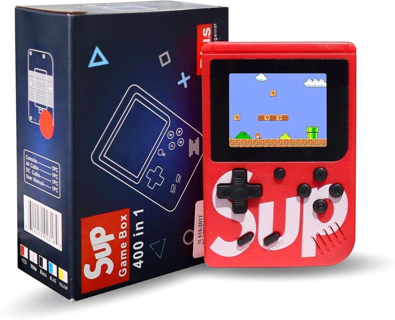 CHG SUP 400 in 1 Game Player Handheld Retro Video Game Console with Mario, Contra 1 GB with 400(Red)