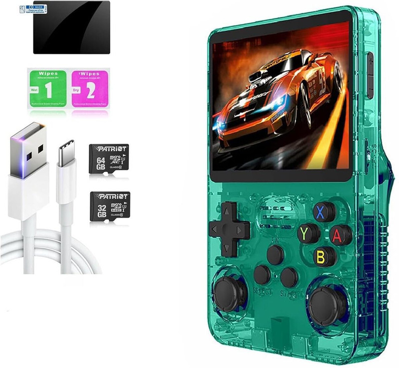 GAMESOUL R36S Game Console 3.5 inch Retro Emulator System 64 GB with 15000+Preinstall video game Mario ,GTA Vice City and many more(Black, NO)