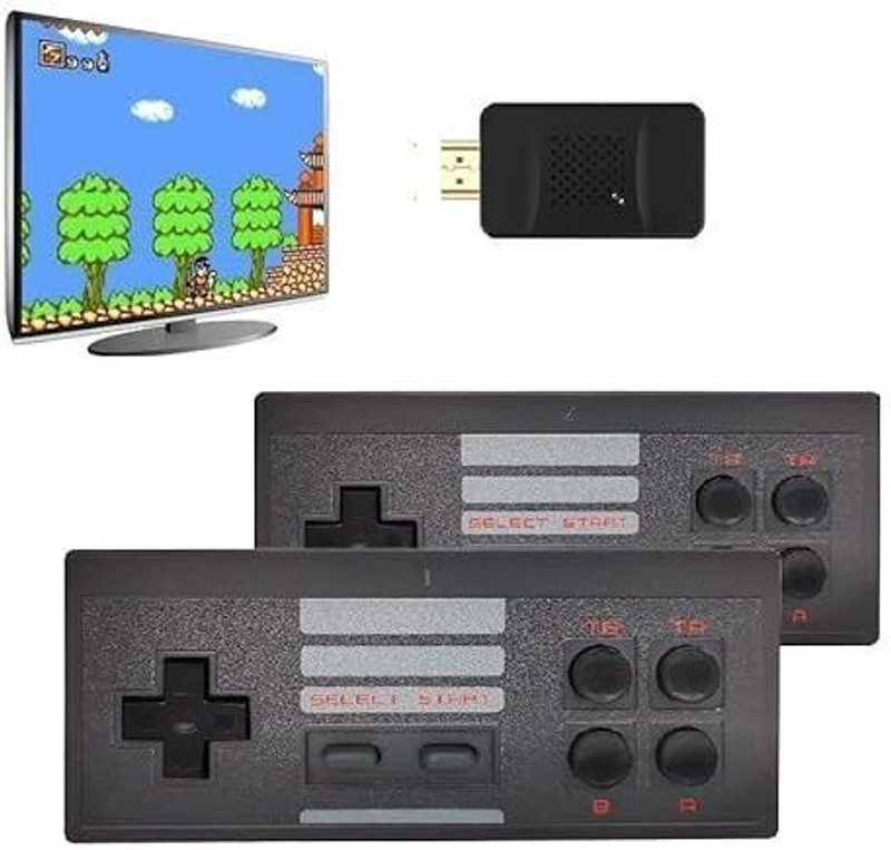 gamenophobia Kid's Plug & Play Wireless HD 1080p TV Video Game with with 8 Bit Retro Built-in, HDMI Game Stick Dongle for up to 2 Players(Black)