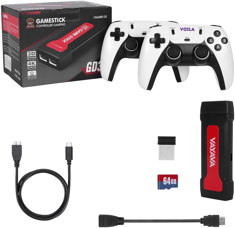 HG WORLD Retro GD30 4K Game Stick Console with 2.4G Dual Wireless, Video Game Handheld Gaming Console for TV ,Old Video Game for Kids (Best Gift & Fun) All Ages 64 GB with Full HD HDMI Output 40+ Emulators, Video Games for TV, Gaming Console(30000+Games, Mini Video Game for Kids, Modern Gamers, Love