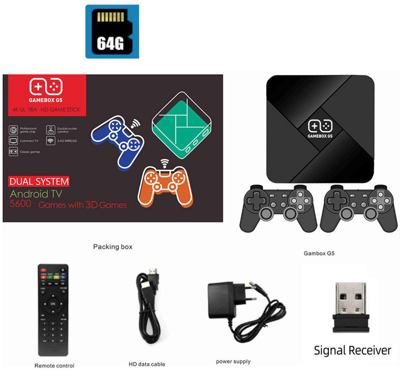 VK MART Emulator 50000+ Games G5 ANDROID For Smart Tv Limited Edition WiFi 4K HD 64 GB with Super Mario, Crash, GTA, Zelda, Sonic, Donkey Kong, Street Fighter(Black)