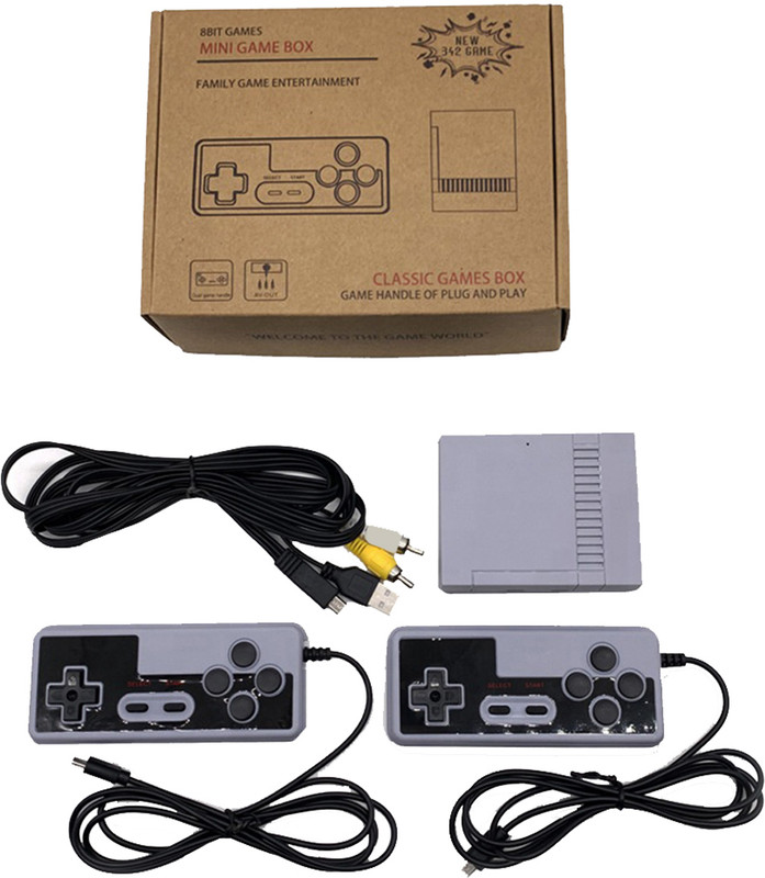 Inquisitive ENTERTAINMENT 8 BIT MINI GAME BOX, FAMILY GAME PLUG-&-PLAY BUIT-IN- 342 GAMES 1 GB with , Super Mario, Crash, , Zelda, Sonic, Donkey Kong, Street Fighter(Multicolor)