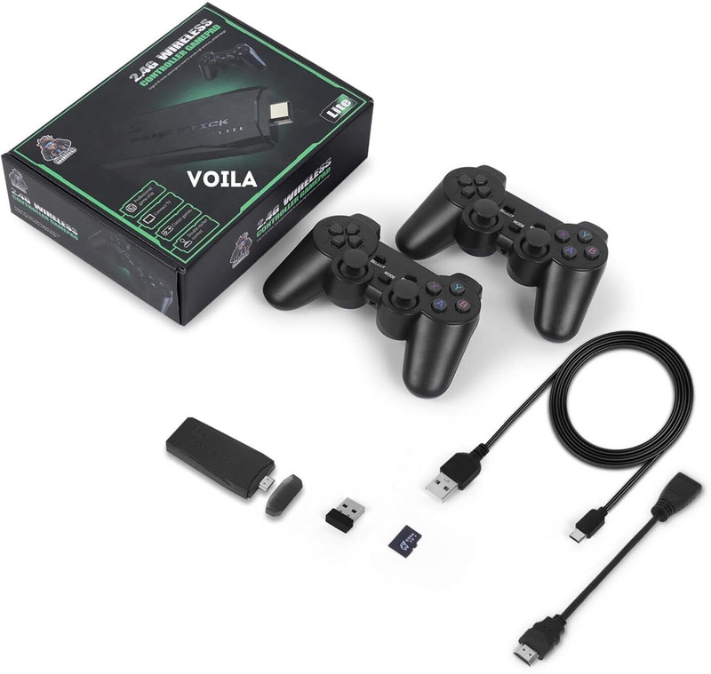 SSR M8 Retro Gaming Console – 4K HD TV Stick, Portable Linux Game System 64 GB with 10,000+ Preloaded Electronic Games, Dual Wireless Gamepads(Black)