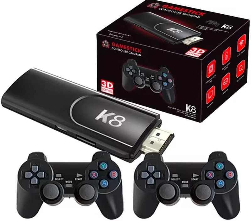 GAMESOUL K8 Game Stick Console 40000+ Inbuilt Games Dual Wireless Sup Video Game Gaming Consoles For TV Video Game Handheld 64 GB with HDMI Output 20+ Emulator GB with Modern Gamer Love by Fans of Portable, PS5,PS4,PS3,PS2,PS1, Xbox,Nintendo Switch(Black, 30000+, GTA, God of War Game Supported, & Re