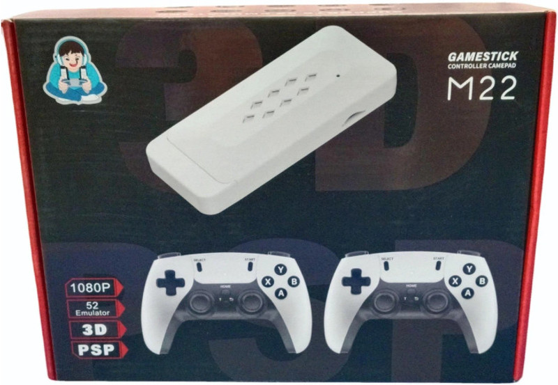 HG WORLD M22 Retro Gaming Console with 2.4G Dual Wireless Gamepad Game stick 52+ Emulator, 64 GB with 30000+ Remote Video Games for Kids, God of War, GTA, Mario and More Games For TV(White, Loved by Fans of PlayStation Mini PS5,PS4,PS3,PS2,PS1,PSP,Xbox,Nintendo Switch)