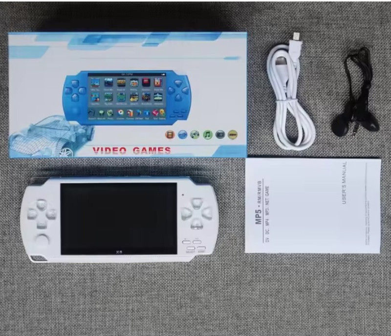 Grabit Video Game Console 4.3-inch color screen 8 GB with Mario, Contra, Racing, Shooting, Arcade, GBA GBC ARCADE ND SFC(White)