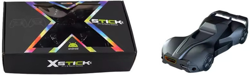 Playtastic X Stick Video Game Console Game Box Dual System 64 GB with Built in 20000+ Retro Games, 2.4G Wireless Gamepad 4K HD Game Stick TV BOX(Black)