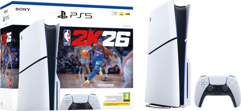 SONY PS5 Console Disc (Slim) CFI-2008A01 1024 GB with NBA 2K26(Black, White)