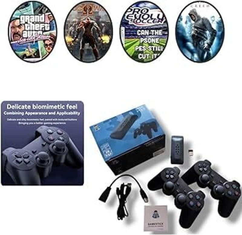 HG WORLD Retro M33 Game Stick Console 2.4G Dual Wireless Gamepad Video Game Handheld Gaming Console For TV ,Old Video Game For Kids (Best Gift & Fun) All Ages 64 GB with Full HD HDMI Output 45+ Emulator, Video Game Hand TV, video games for tv(Black, 30000+ God of War, GTA Vice Game Support, Remote V