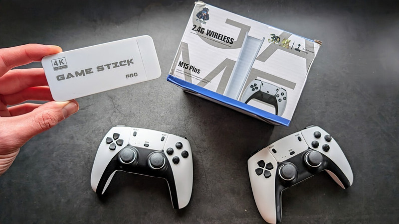 GAMESOUL M15 Retro Game Stick Console Pro 2.4G Dual Wireless game box Revisit Childhood, Retro Old Video Game (Best Gift & Fun) for All Ages 64 GB with with Plug & Play, Portable 8 Bit Game Box, 4K HDMI Output 40 Emulator(White, 25000+ Built in Classic Games, 2 Players Controllers, Children's Kids T