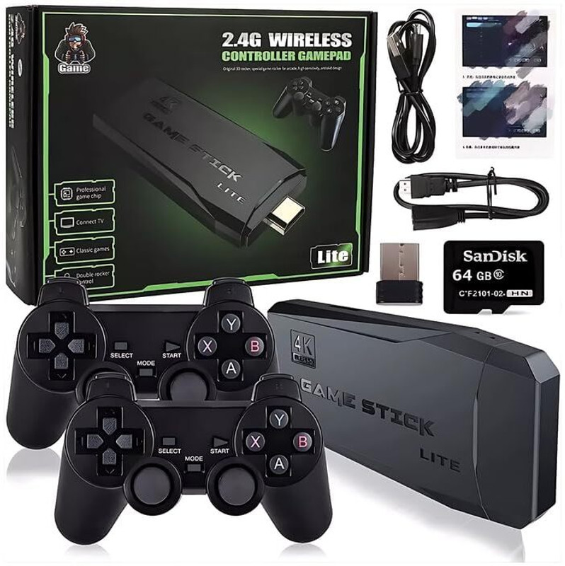DRUMSTONE 4K Ultra HD Gaming Console with 2.4G Wireless Controllers with Viedo Game(Multicolor)