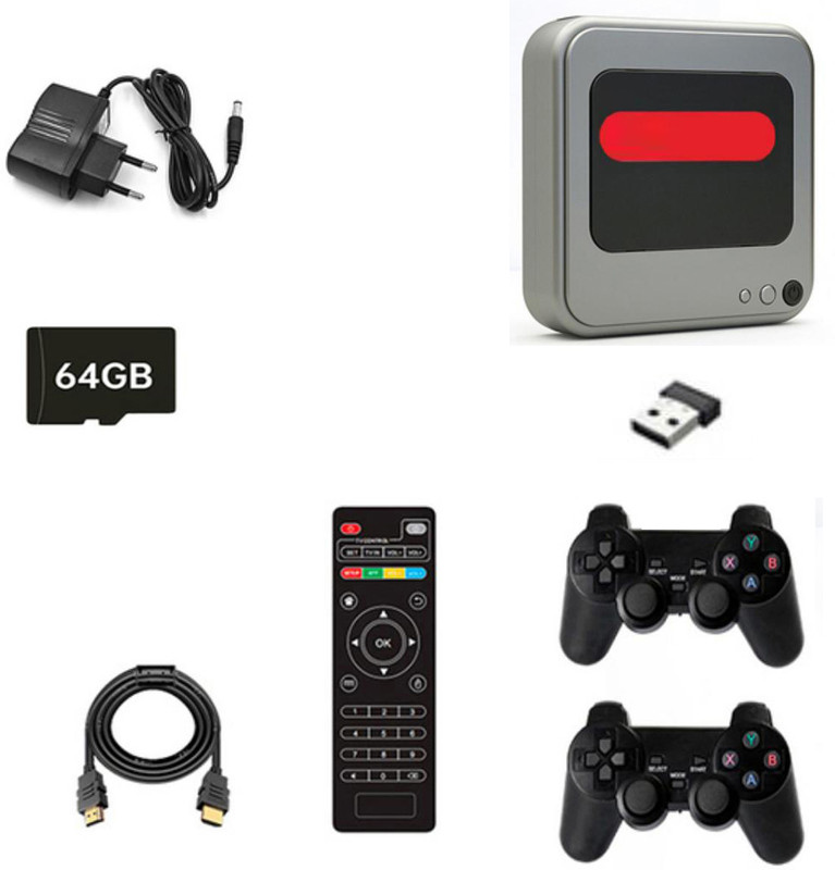 NOWAIT G7 4K Android WiFi Entertainment Box With All Free TV And Gaming 64 GB with CONTRA,MARIO BROS,SNOW,gt,BROS,MUSTAFA,DUCK HUNT ,CONTRA 1, 30000+ Games(Multicolor)