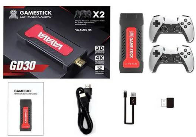 PTCMart Game Stick 20000+Retro GD30 Console 4k 2.4G Dual Wireless Game Box for all ages 20,000+ classic games GB with HDMI Output 40+ Emulator, Video Game Hand TV With TV Game Set,Best Gift All Ages(Multicolor)
