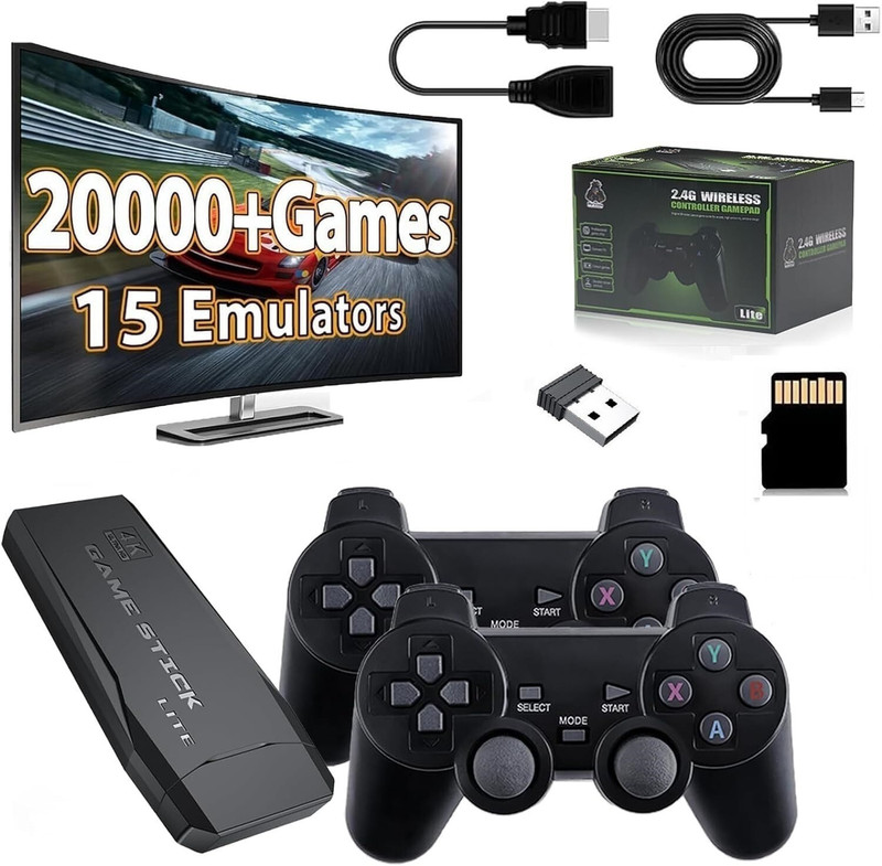 Advik M8 2.4GHz Wireless Controller 64 GB with Retro Game Console Stick 4K Wi-fi Gamepad(Black)