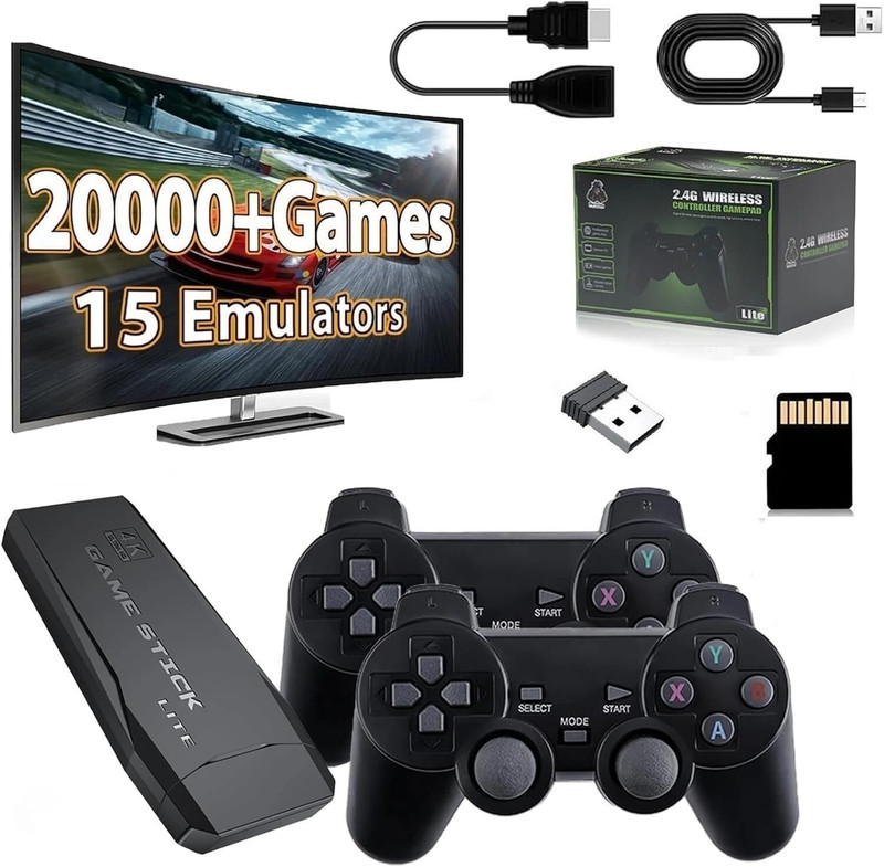 Advik M8 USB Wireless Console Game Stick Video Game 64 GB with M8 USB Wireless Console Game Stick Video Game Console Built-in20000 Classic Game(Black)