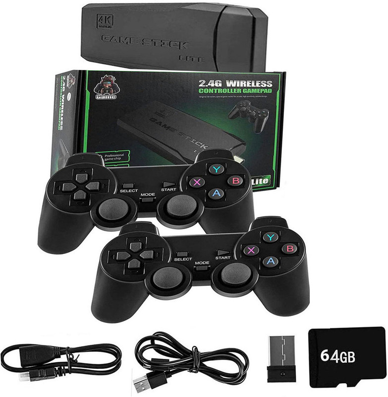 NOWAIT High Performance Retro Gaming Stick Lite Wireless Edition 64 GB with 15 Emulators, Super Mario, Crash, GTA, Zelda, Sonic, Donkey Kong, Street Fighter(Multicolor)