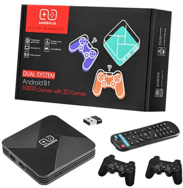 COUNTACH Android G5 Wireless Remote Controller box 30000+ Games with Wi-Fi 4K HD TV Box 64 GB with Super Mario, Crash, GTA, Zelda, Sonic, Donkey Kong, Street Fighter ETC..(Black)