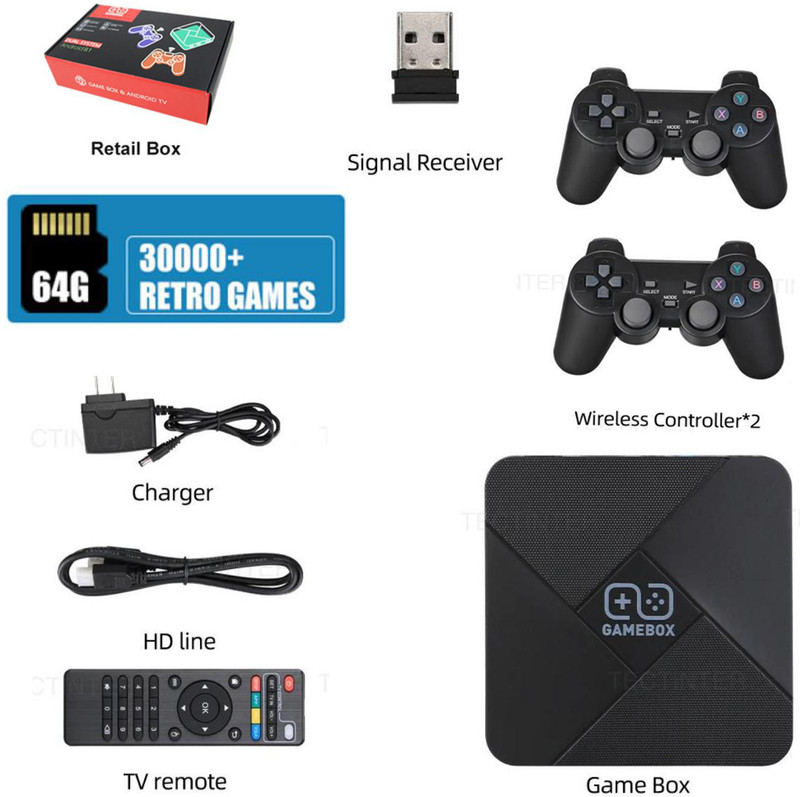 NOWAIT Video Game Box G5 WiFi 4K Emulator 5600+ Games Retro TV Box Console 64 GB with CONTRA,MARIO BROS,SNOW,gt,BROS,MUSTAFA,DUCK HUNT ,CONTRA 1, 30000+ Games(Multicolor)