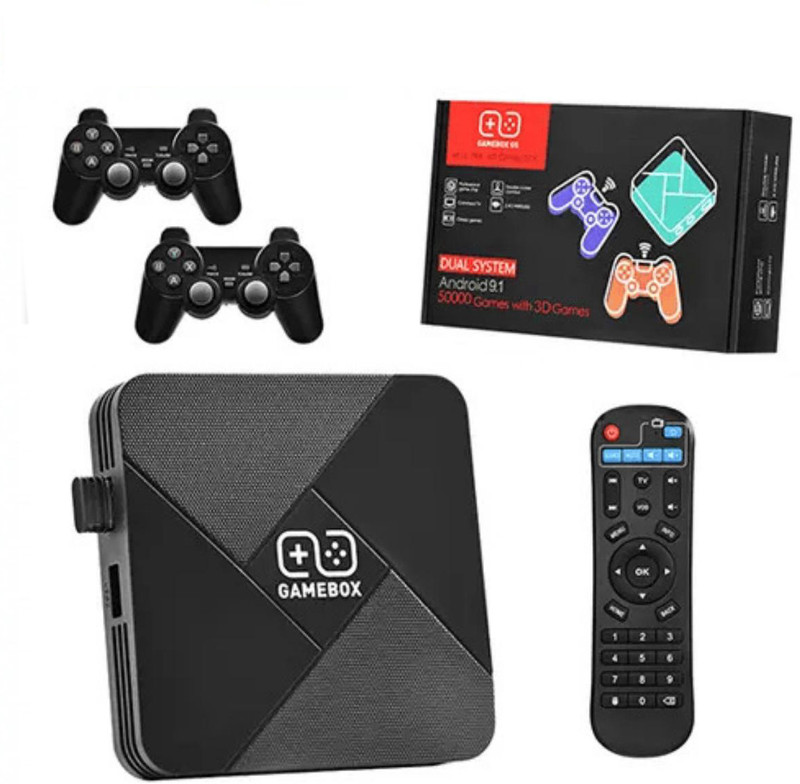 COUNTACH 4K Wi-Fi HD TV Box with G5 Wireless 30000+ Games Remote Android Controller box 64 GB with Super Mario, Crash, GTA, Zelda, Sonic, Donkey Kong, Street Fighter ETC..(Black)