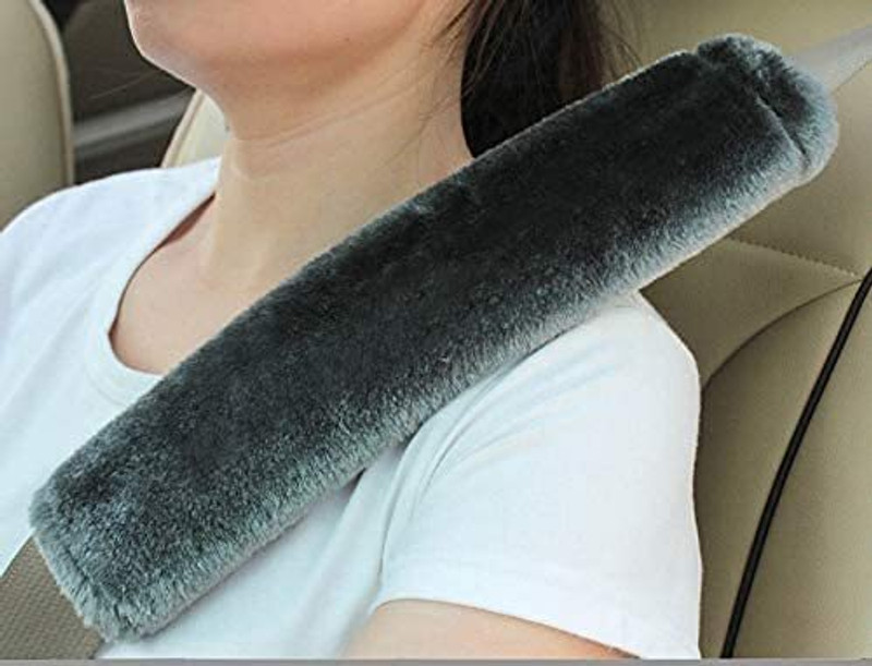 Fluffy Fluffys Soft Faux Sheepskin Seat Belt Shoulder Pad for More Comfortable Driving Seat Belt Cover(Pack of 2)